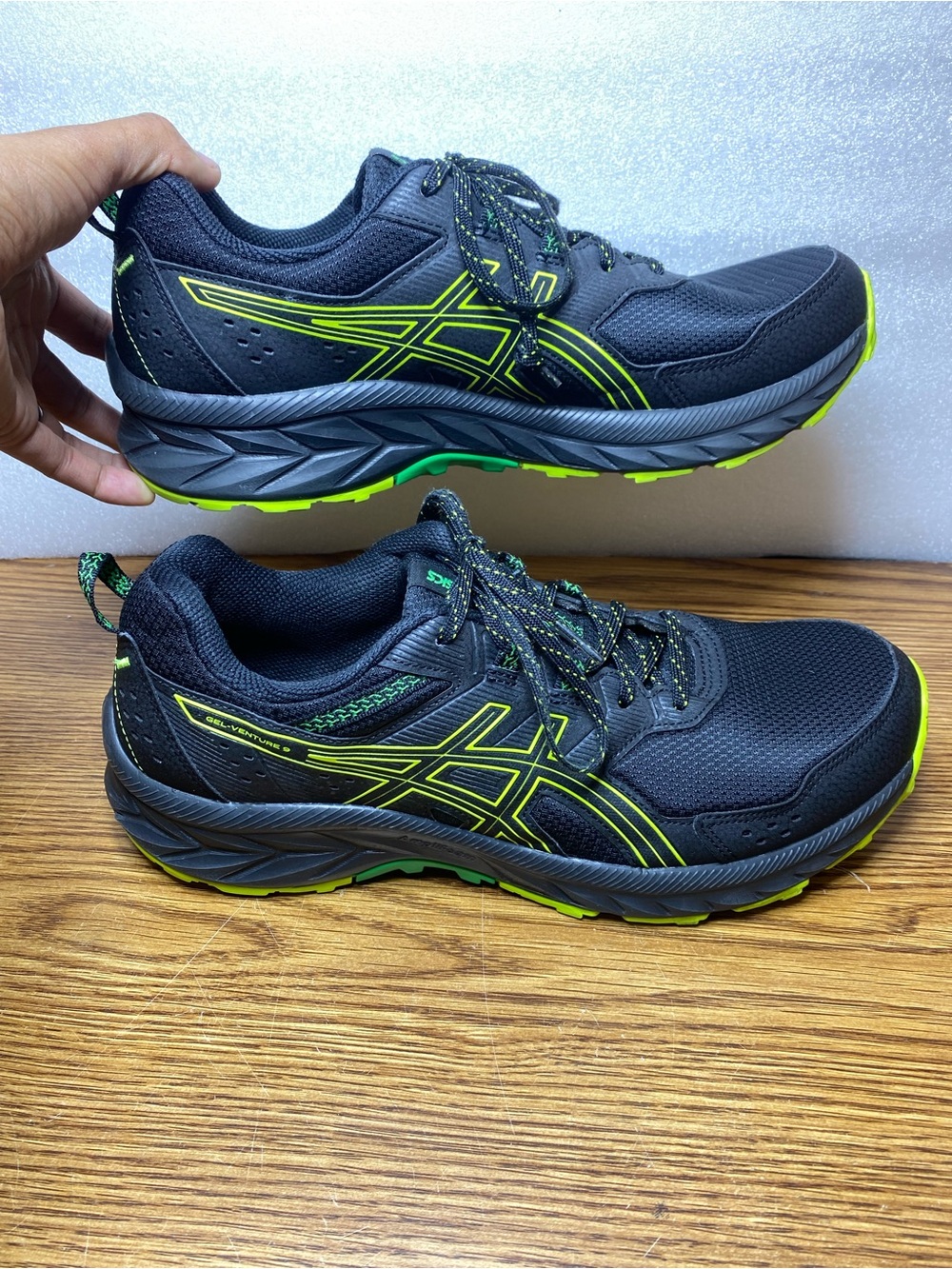 ASICS Gel Venture 9 Black Lime Zest Athletic Running Sneaker Shoes Men’s Size 10